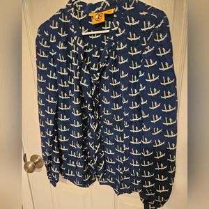 Tory Burch 100% Silk Bow Blouse